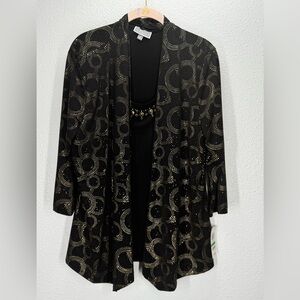 JM Collection Top One Piece Top - Gold Embellishment Circles - Black Large